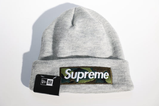 SUP x New Era Box Logo Beanie 'Heather Grey'