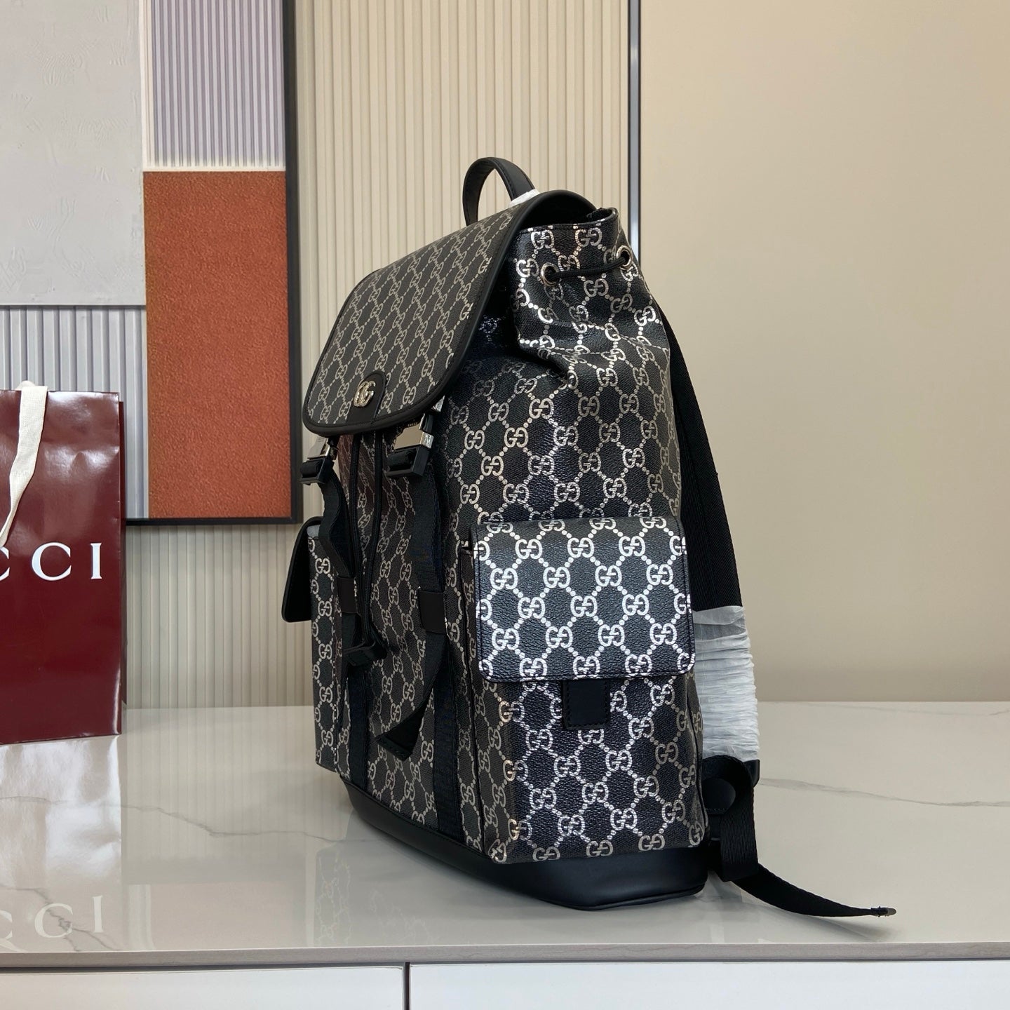 GG large backpack 2026 Cruise collection black/silver