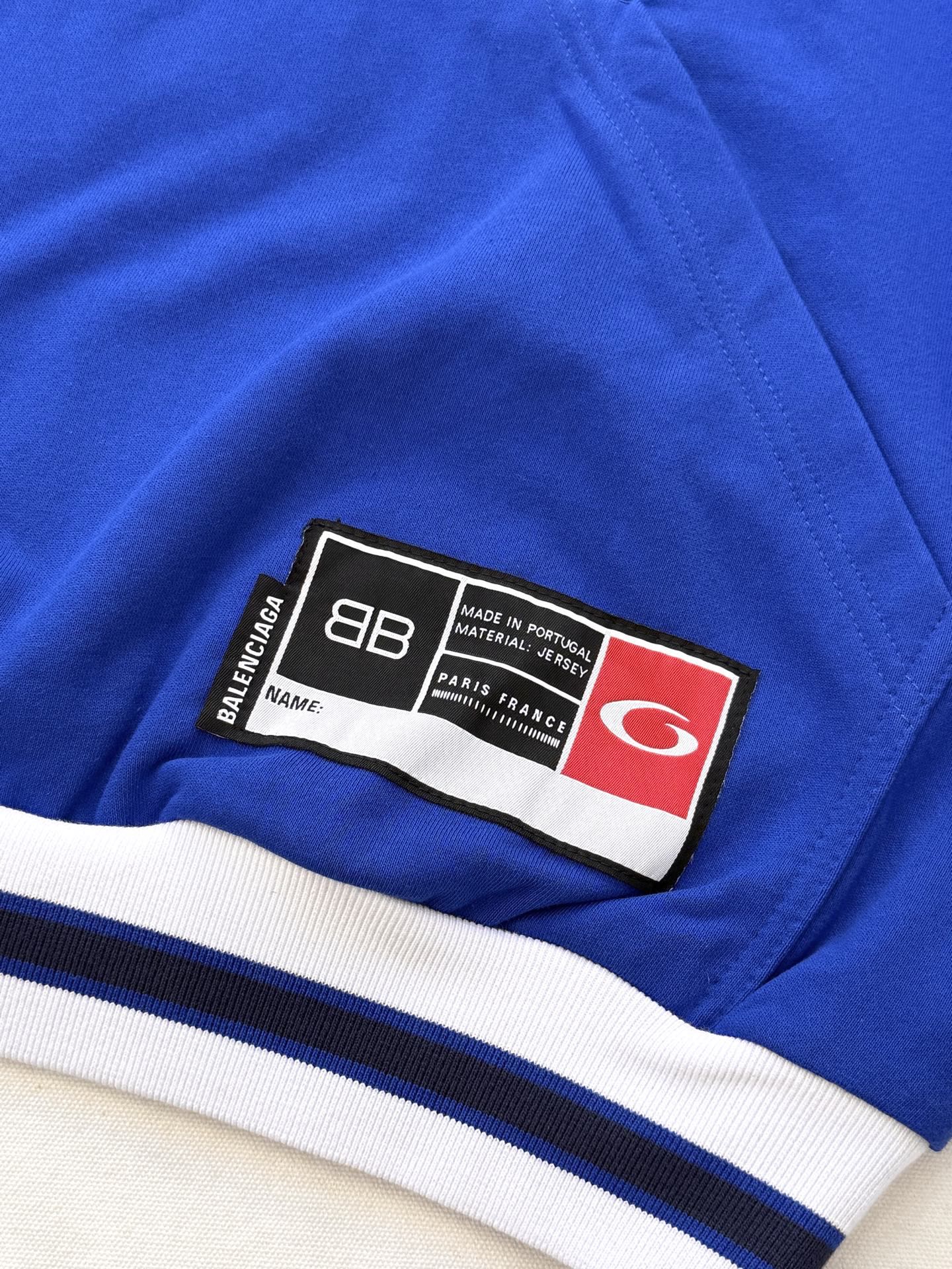 BB Men's 3b Football Polo Hoodie in Royal Blue/white