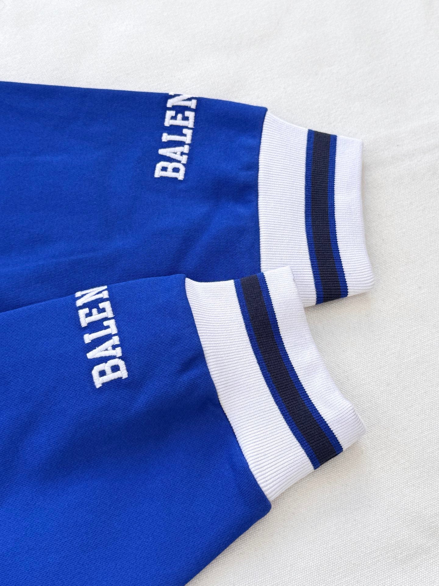 BB Men's 3b Football Polo Hoodie in Royal Blue/white