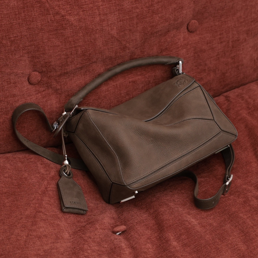 Loewe small Featherlight Puzzle bag in grained nubuck