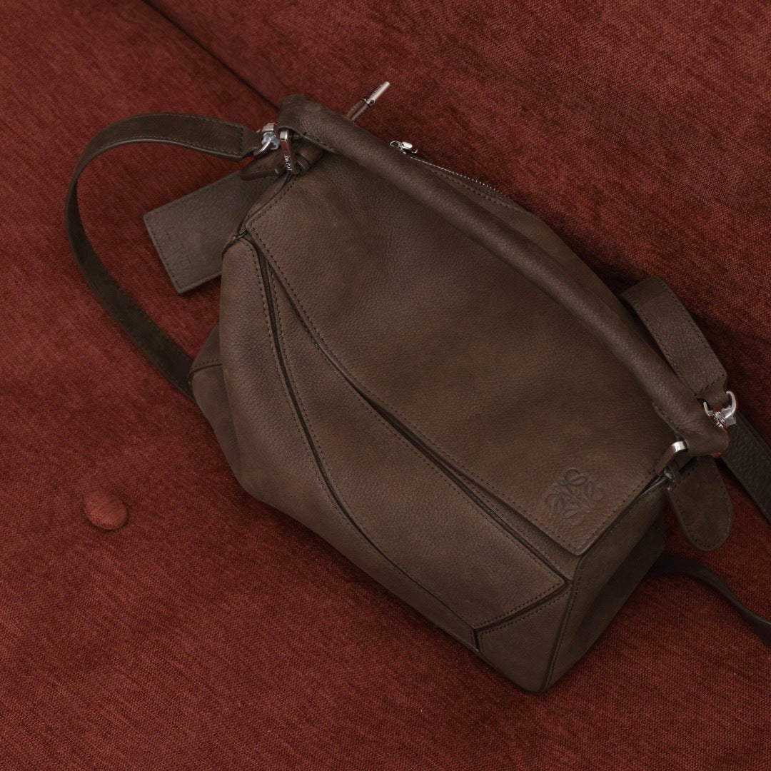 Loewe small Featherlight Puzzle bag in grained nubuck