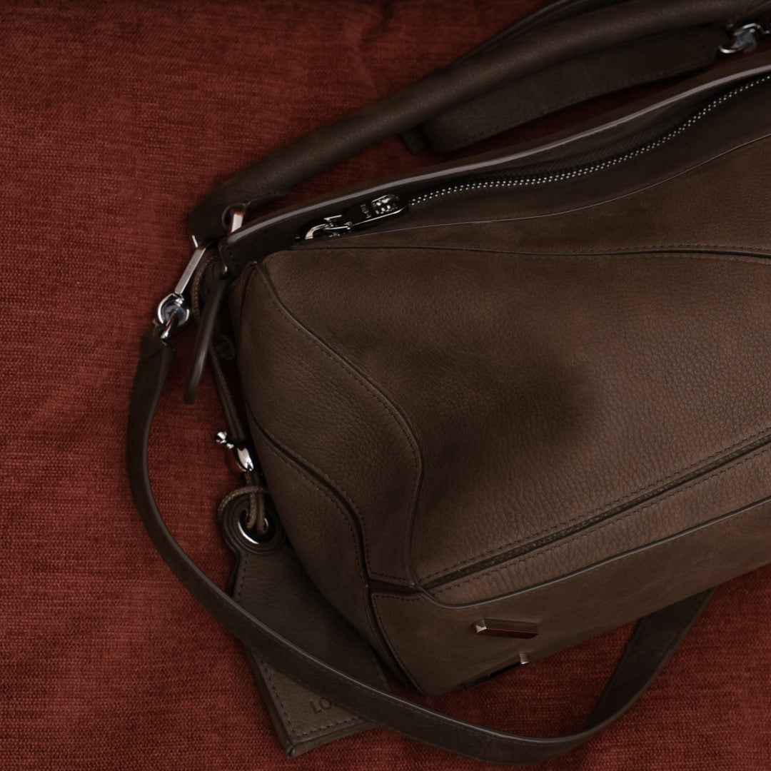 Loewe small Featherlight Puzzle bag in grained nubuck