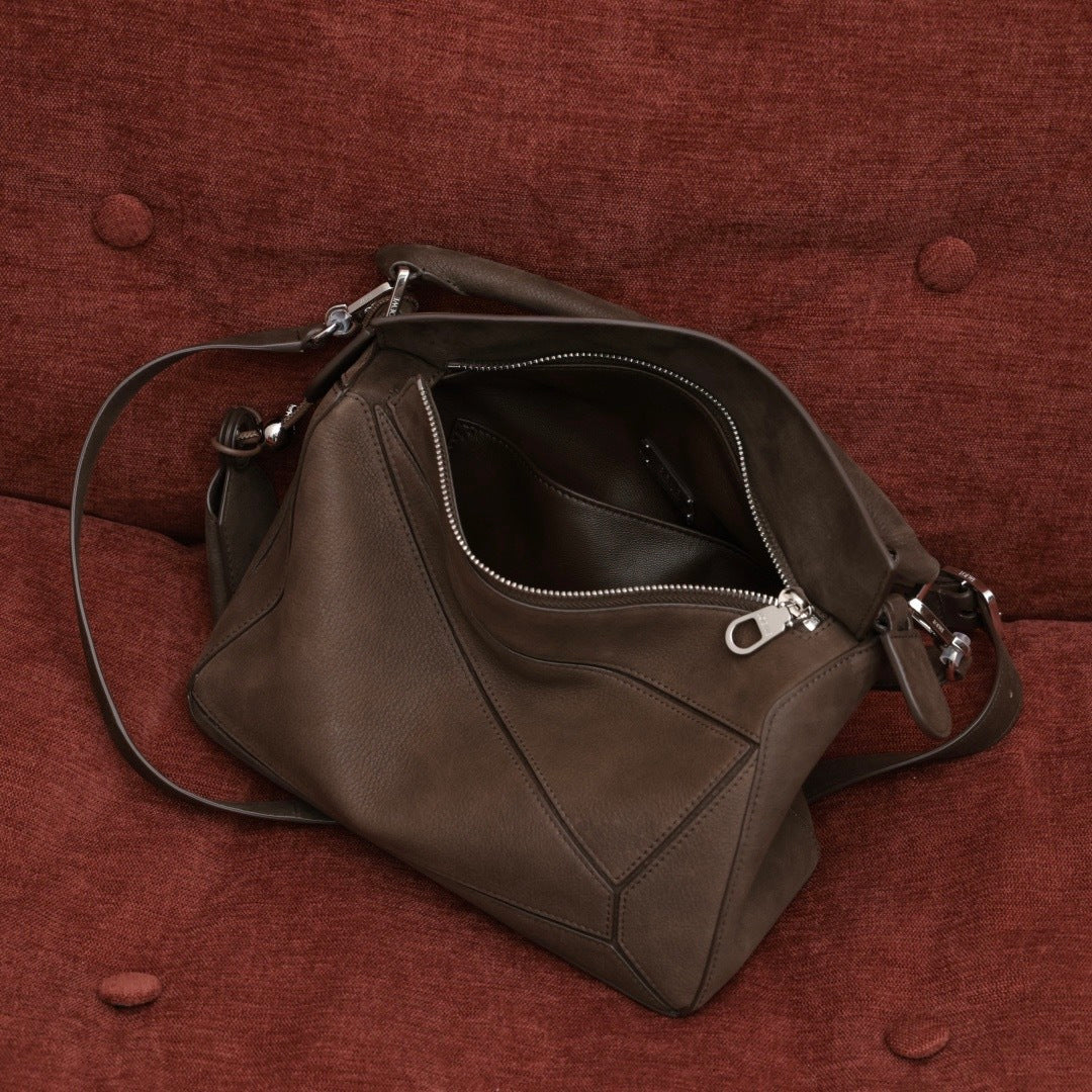 Loewe small Featherlight Puzzle bag in grained nubuck