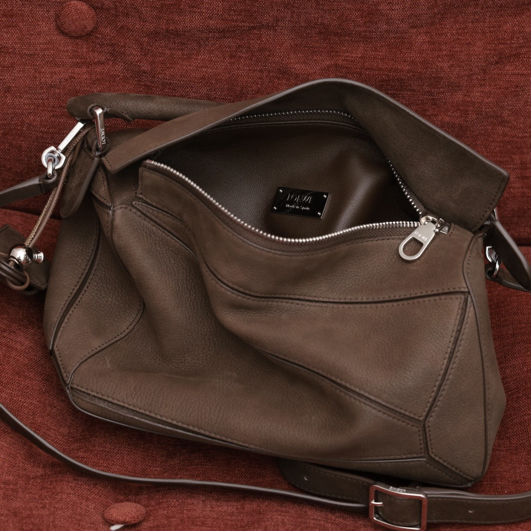 Loewe small Featherlight Puzzle bag in grained nubuck