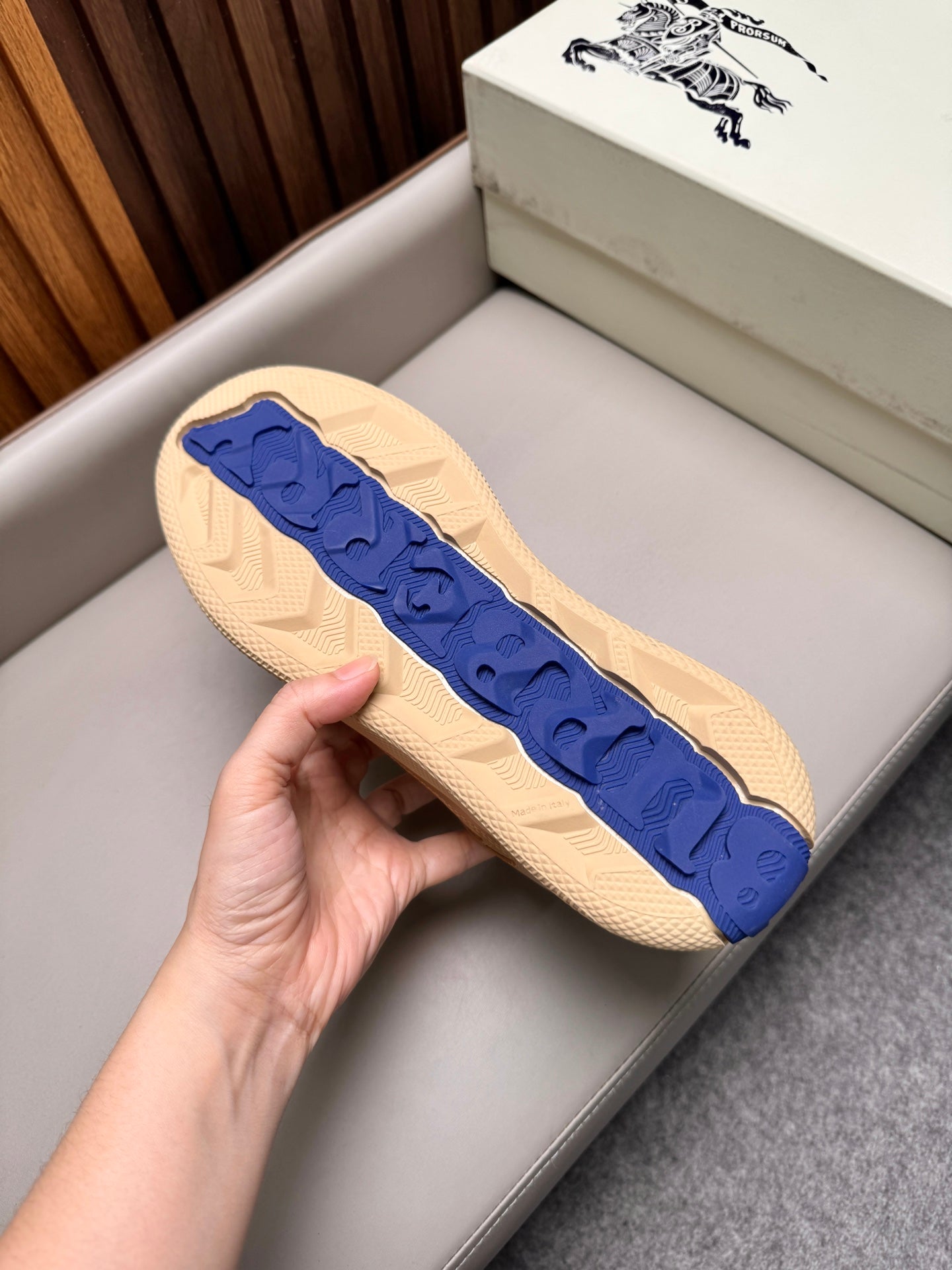 Burberry Leather and Check Terrace Sneakers