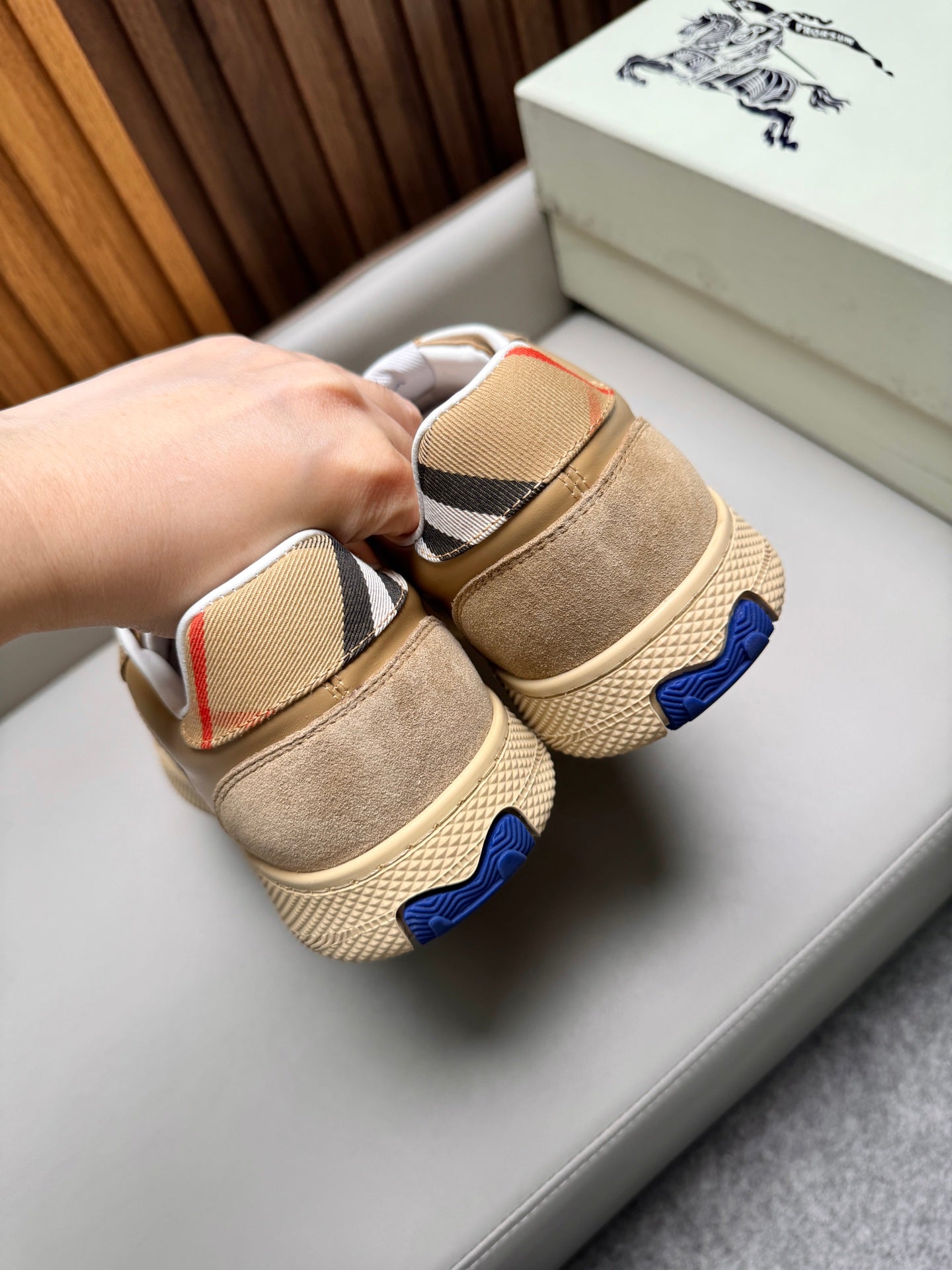 Burberry Leather and Check Terrace Sneakers