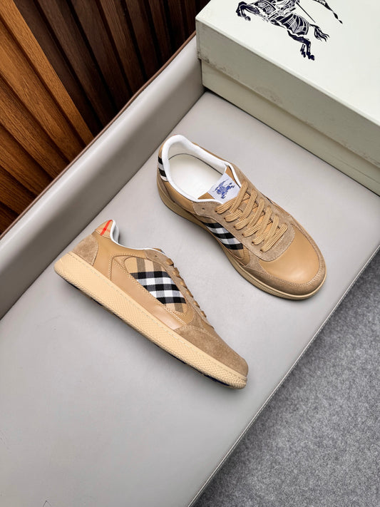 Burberry Leather and Check Terrace Sneakers