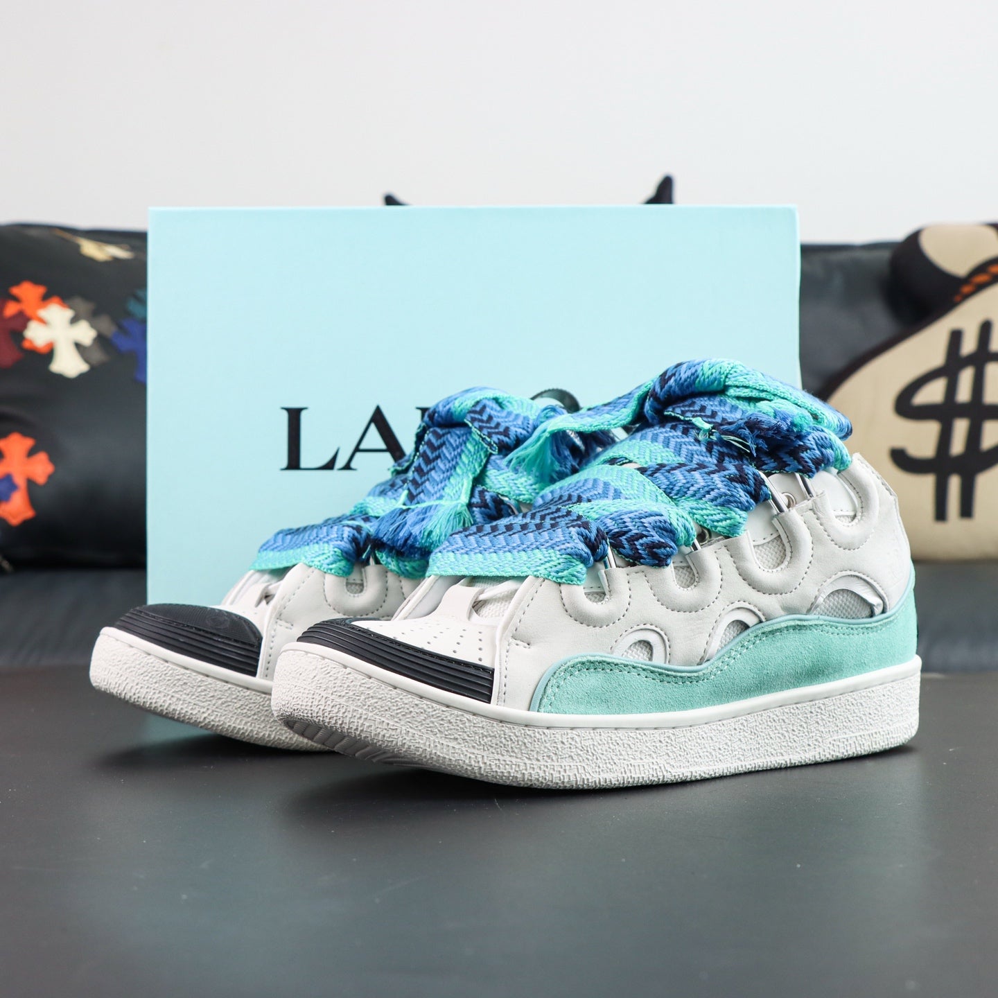 Lanvin Curb Sneakers 'White Green'