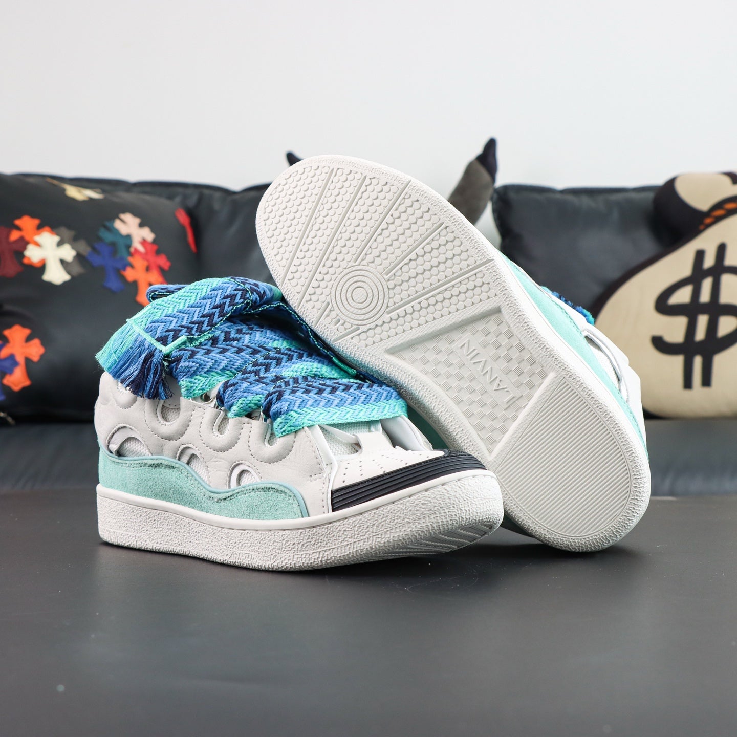 Lanvin Curb Sneakers 'White Green'
