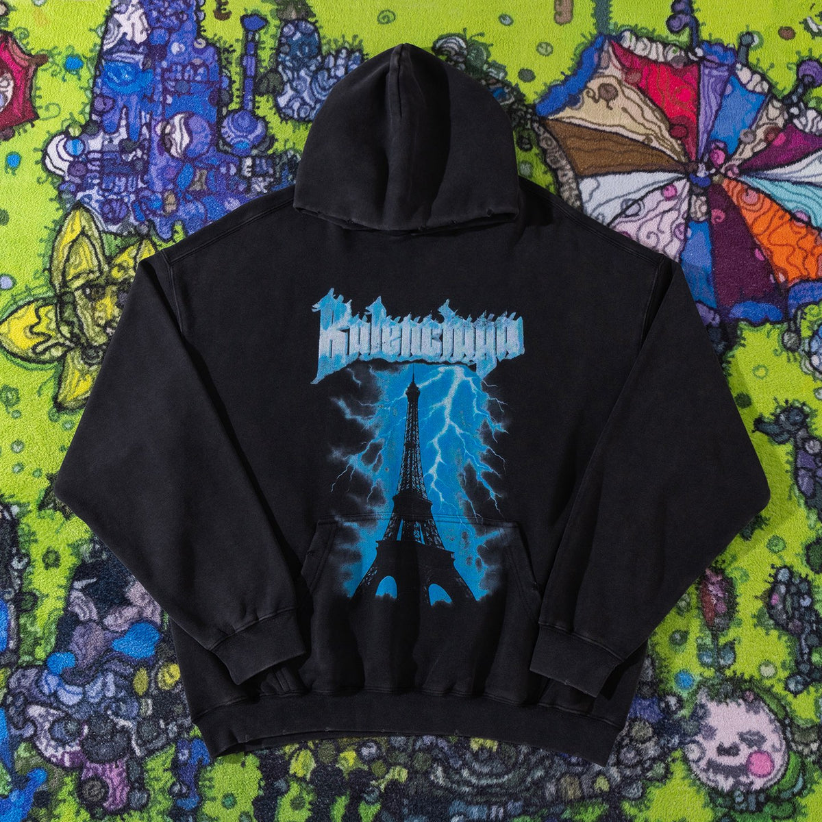BB Men's Paris Thunderstorm Medium Fit Hoodie in Black