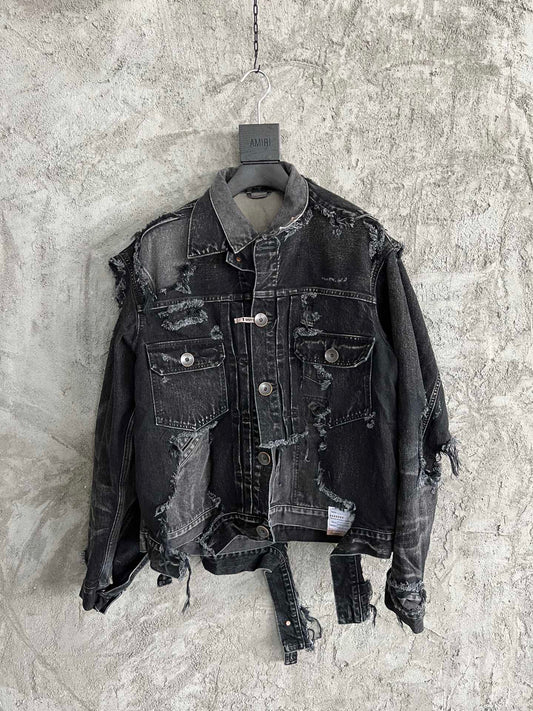 Mihara Yasuhiro Men Broken Layer Denim Jacket In Black